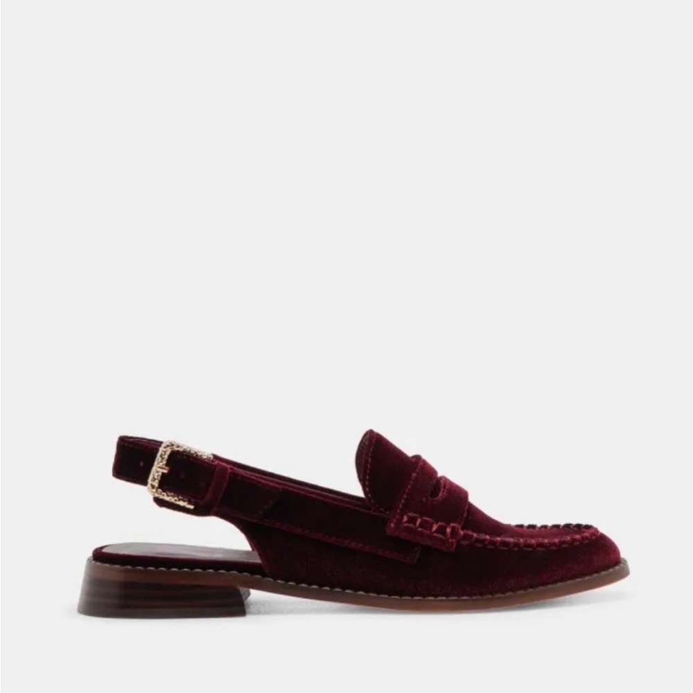 Dolce Vita HARDI Burgundy Wine Velvet Slingback Loafers